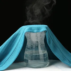 Atmungsaktiver blauer Waffel-Bademantel für Damen und Herren, hoher Sommerkomfort