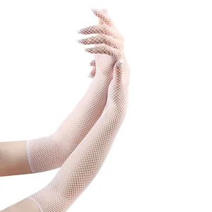 Elegant white long fishnet gloves for bridal weddings or dance party events