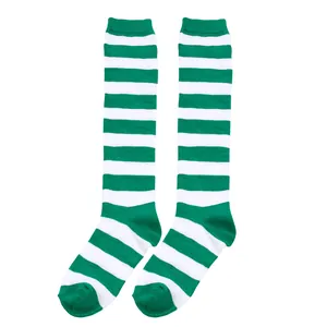 Chaussettes hautes classiques à rayures horizontales vertes et blanches pour le cosplay