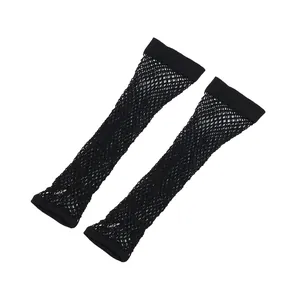 Sexy black fine fishnet long elastic arm warmers for nightclub parties and events