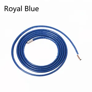 Stylish royal blue thin leather rope belt with silver metal tips for women dresses