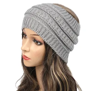 Diadema de punto trenzado gris grueso para otoño e invierno protección de las orejas