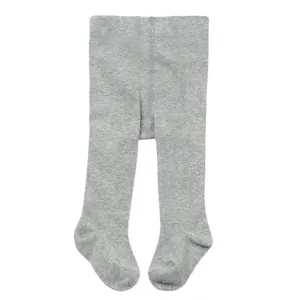 Soft grey knit footed leggings for infants and toddlers with comfortable elastic waist.