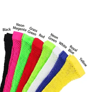 Long elastic fine fishnet gloves in multiple vibrant colors for party and nightclub outfits