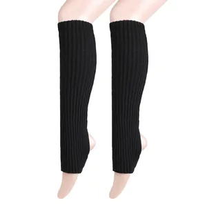 Vue détaillée des jambières en maille noire côtelée pour le ballet le yoga et la danse