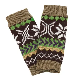 Detailed view of the intricate knit texture and colorful Nordic snowflake pattern