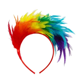 Vibrant rainbow feather headband for carnival parties and festive headwear decoration