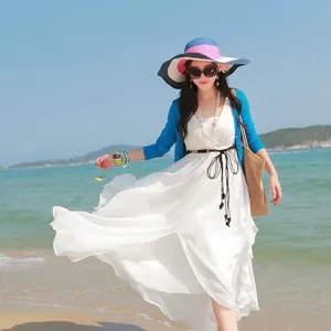 Handgeweven dunne touwriem met kwastjes voor zomerse strandjurken voor damesmode