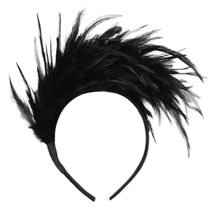 Dramatic black feather headband accessory for carnival parties and festive occasions.