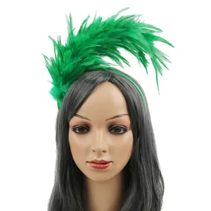 Vibrant green feather headband headpiece for carnival and festive party costumes