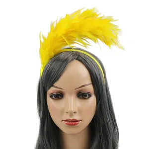 Vibrant yellow feather headband for carnival party costumes and festive decorations