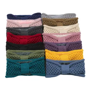 Collection complète de bandeaux tricotés à nœud colorés avec doublure polaire chaude.