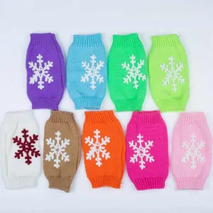 Various colors of knitted Christmas snowflake leg warmers for holiday winter protection