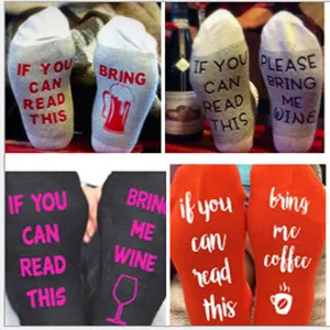 Collage showing funny sole messages on different colored novelty socks