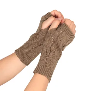 Mitaines chaudes en tricot acrylique avec motif ajouré pour femmes
