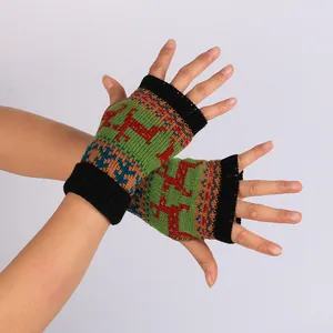 Guanti senza dita in maglia con renne di Natale per digitare e uso all'aperto