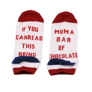Funny cotton socks detail with IF YOU CAN READ THIS BRING MOM A BAR OF CHOCOLATE text