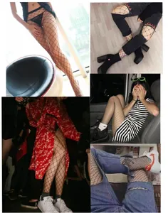 Multiple ways to style black fishnet stockings for women's fashion outfits