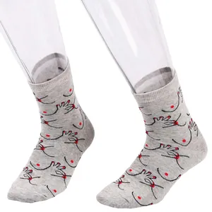 Calze unisex grigie creative con un'illustrazione unica di mani per uomo e donna.