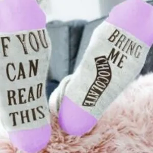 Funny Humorous Quote Cotton Blend Crew Socks For Men Women If You Can Read This Bring Me Chocolate Casual Daily Socks
