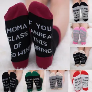 Unisex Funny Cotton Crew Socks With Letter Pattern If You Can Read This Bring Me Wine Coffee Beer Humorous Casual Socks