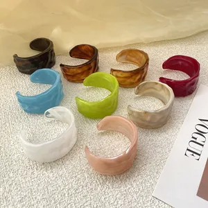 Brazalete de Resina Irregular para Mujer Minimalista Ancho Abierto Pulsera Geométrica Colores Dopamina Joyería de Moda Regalo