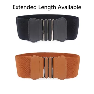 Cintura Elastica Larga da Donna Taglie Forti Fibbia in Metallo Retro Cinturino Estensibile Decorazione in Ecopelle per Abiti