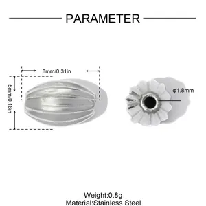 Diagramma dettagliato delle dimensioni della perla distanziatrice in acciaio inox