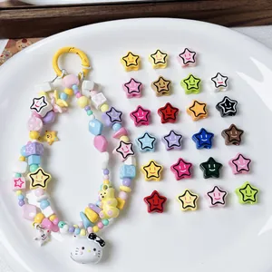 Perline in Acrilico a Forma di Stella Con Faccia Sorridente Verniciata Perline a Stella Per Creazione di Gioielli Fai-da-te Catenina per Telefono Accessori per Portachiavi