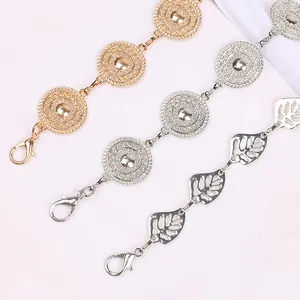 Cintura a Catena da Vita Sottile in Metallo Vintage da Donna per Abito Foglia Cerchio Cavo Catena per il Corpo Decorativa Regolabile Oro Argento Gioielli