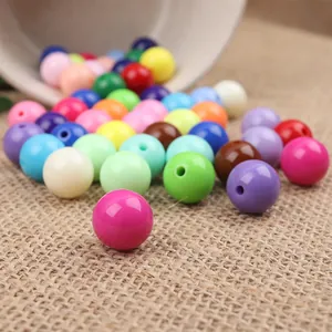 Perles en Vrac Rondes en Acrylique Couleur Bonbon Couleur Unie DIY Chaîne de Téléphone Bracelet Collier Porte-clés Accessoires de Bijoux Faits à la Main