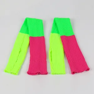 Jambières tricotées néon colorées extra longues de 81 cm pour le yoga et l'hiver
