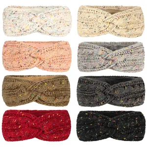 Huit couleurs de bandeaux tricotés doublés de polaire avec des points colorés pour hiver