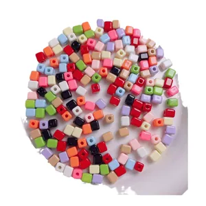 Assorted colorful macaron square acrylic beads for DIY jewelry making and phone charms