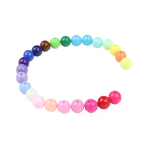 Perles rondes en acrylique colorées assorties pour bijoux DIY et accessoires mobiles