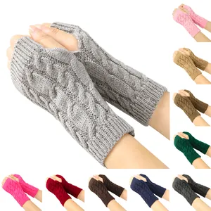 Cozy knit fingerless arm warmers with cable pattern in multiple colors