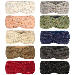 Bandeaux en maille épaisse doublés de polaire avec détails mouchetés arc-en-ciel multicolores