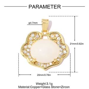 Detailed size and material parameters for 18k gold plated cloud lock pendant with zircon