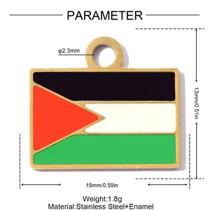 Stainless steel Palestine flag enamel pendant with detailed size and weight specs