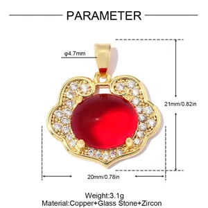 Detailed dimensions and material specifications of red cloud Ruyi lock pendant