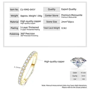 Δαχτυλίδι Moissanite 14k επιχρυσωμένο με πέτρες D VVS1 υψηλής ποιότητας.