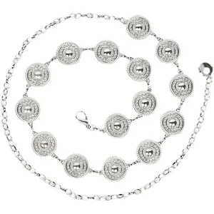 Cintura a catena in metallo argento vintage per abiti da donna
