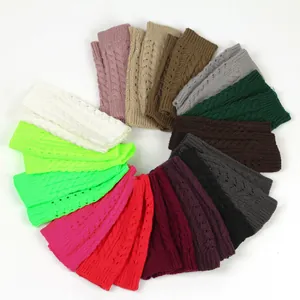 Colorful cable knit fingerless gloves with hollow out pattern for winter warmth and style