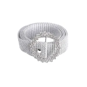 Sparkly full rhinestone waist belt for women in silver trendy fashion accessories