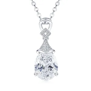 Elegante Collana Con Pendente in Moissanite Lacrime di Sirena Catena in Rame Forma di Pera Gioielli di Lusso Per Donna