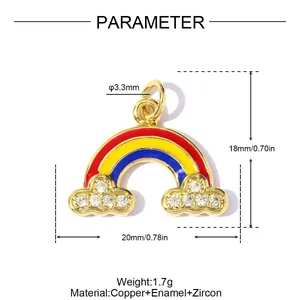 Dettaglio del ciondolo arcobaleno in smalto con parametri 20mm larghezza 18mm