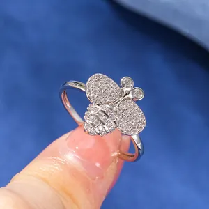 Bague Abeille de Luxe Mode pour Femmes Mignon Animal Strass Bague en Cuivre Design de Niche Bijoux Bague Or Argent Électroplaqué