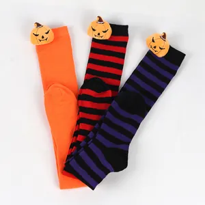 Halloween pumpkin doll over-the-knee socks in orange and striped festive styles
