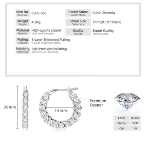 Dimensiones detalladas de los pendientes de aro bañados en oro 14k con circonitas 5A.