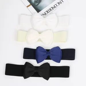 Selection of four elastic waist belts with large chiffon bows in various elegant colors
